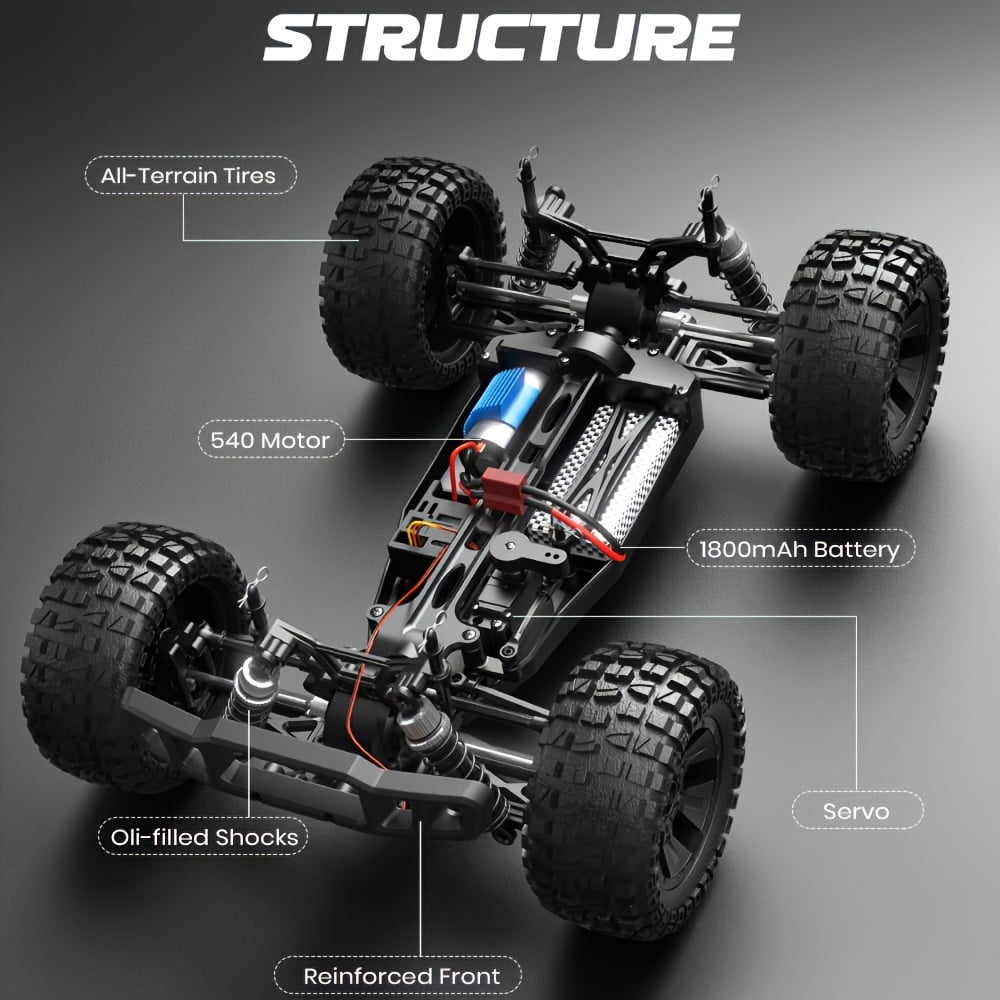 1:10 High-Speed RC Car | 48KM/H Racing with 540 Motor & 1700mAh Li-Ion Battery | Upgradable Off-Road/Drift Chassis | 2.4G Wireless Control