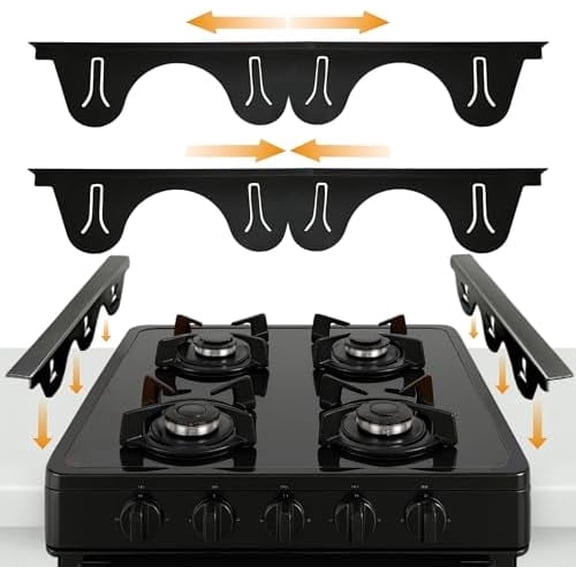 Stainless Steel Stove Gap Covers (2 Pack) Adjustable Length 13.8" to 27.5" Stove Gap Covers Stainless Steel, Steel Adjustable Stove Gap Covers, Counter, Oven & Stove Gap Filler