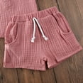 thumbnail image 6 of Gupgi 0-6Y Baby Shorts Set Solid Color Style Round Neck Short Sleeve Button Closure Top Suit, 6 of 8