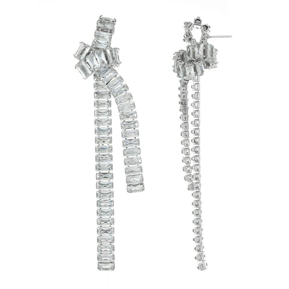 Time and Tru Silvertone Rhinestone Twist Earrings, 1 Pair