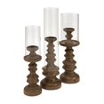 thumbnail image 1 of IMAX Corporation Bailey 3 Piece Wood Candle Holder Set in Brown, 1 of 1