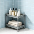 thumbnail image 3 of 2 Tier Storage Organizer Plastic Shelving Unit, Ventilated Small Shelves, Multi-Purpose Kitchen Rack Countertop Snack Rack Storage Shelving for Bathroom Window Household Supplies, Gray by XSAOP, 3 of 6