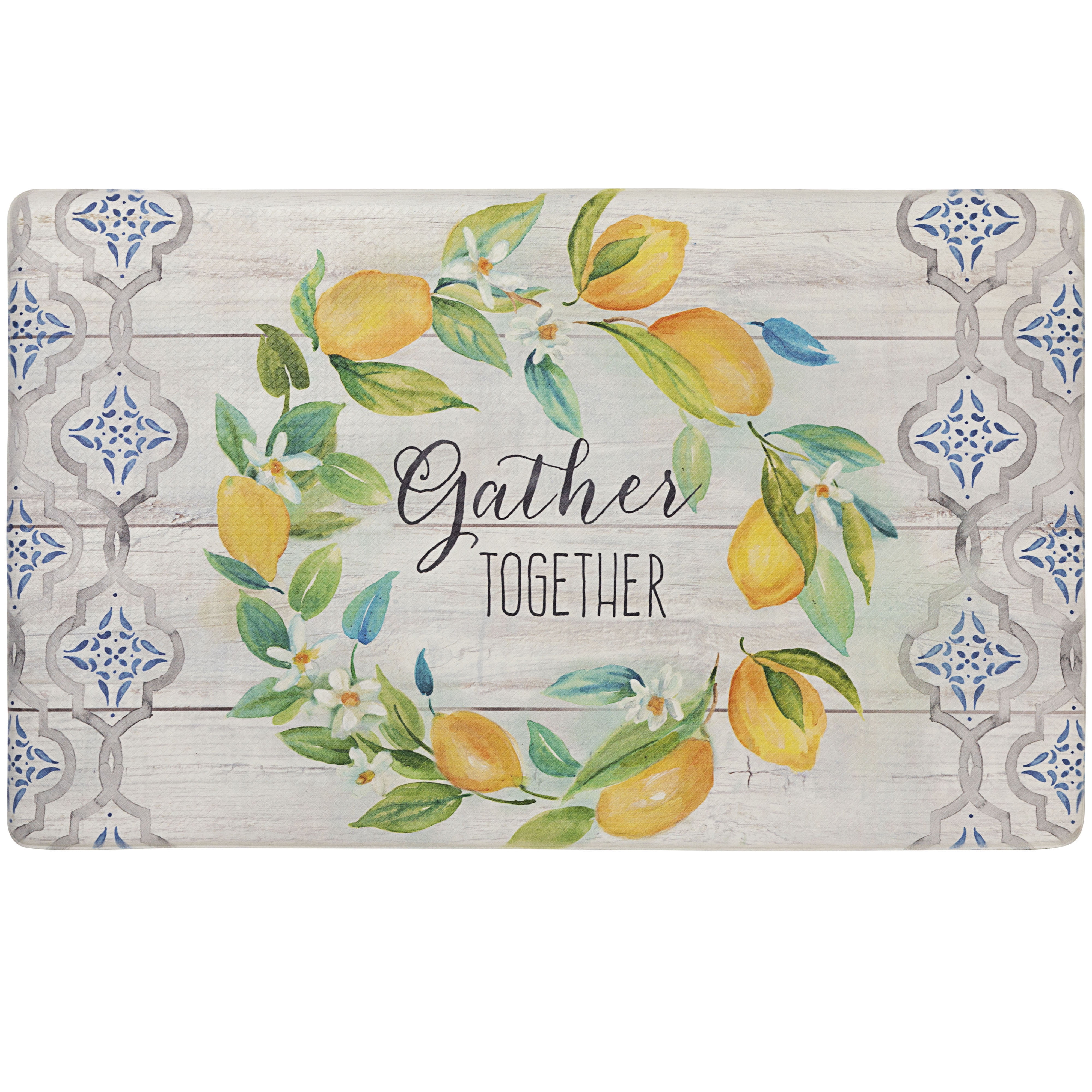 SoHome Cozy Living AntiFatigue Designer Kitchen Mat, Lemon Wreath