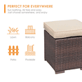 thumbnail image 4 of Outdoor Patio Ottomans, All Weather Brown Wicker Rattan Footstool Footrest with Beige Cushions, Indoor Outdoor, No Assembly Required, Set of 2, 4 of 8