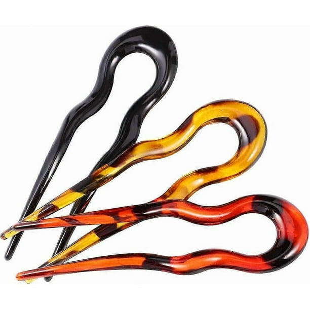 3Pcs U Shaped Hair Pins French Style Hair Stick Updo Hair Sticks 2 Prong Updo Chignon Pins
