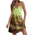 thumbnail image 1 of Vestido de Verano para las Mujeres Impresión de la Moda Bolsillo sin Mangas Cuello en V, Vestido Casual para la Playa Y Diario, 1 of 5