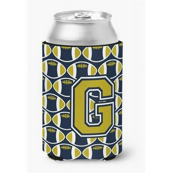 Letter G Football Blue & Gold Can or Bottle Hugger, 0.25 x 4 x 5.5 in.