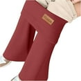 thumbnail image 5 of Leggings for Women 2025 Winter Warm Fleece Lined Bootcut Flare Pants High Waisted Comfort Thermal Thick Clothes Wine XL, 5 of 6