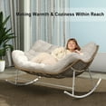 thumbnail image 5 of SWITTE Outdoor Loveseat 2 Person Papasan Rocker Chair with Cushion, Indoor & Outdoor Double Rocking Chairfor Patio Porch Living Room, 600 LBS Capacity- Beige, 5 of 8
