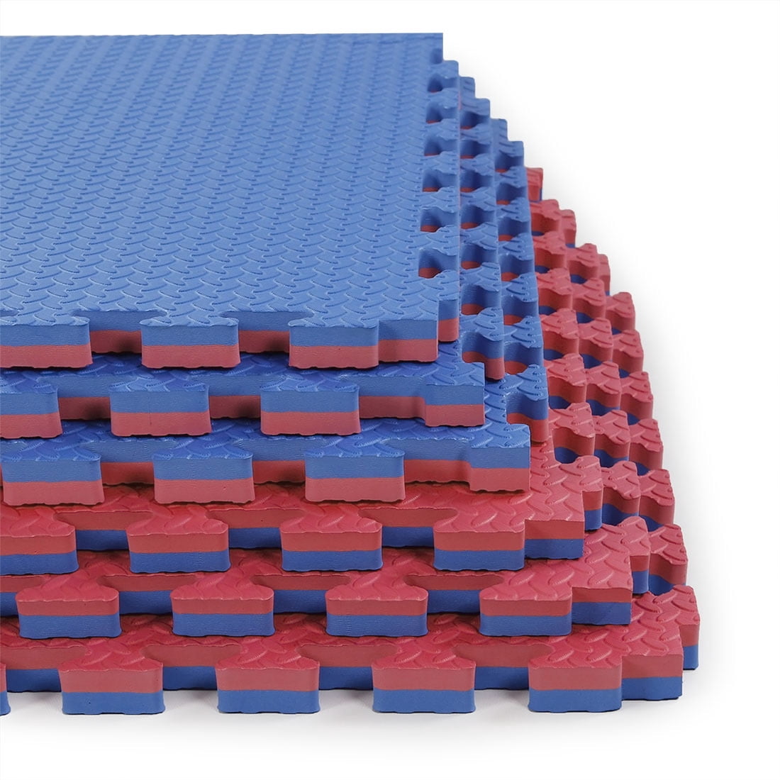 Xspec  1" Extra Thick Reversible EVA Foam Gym Mats 12 pcs 48 Sq Ft, Blue & Red