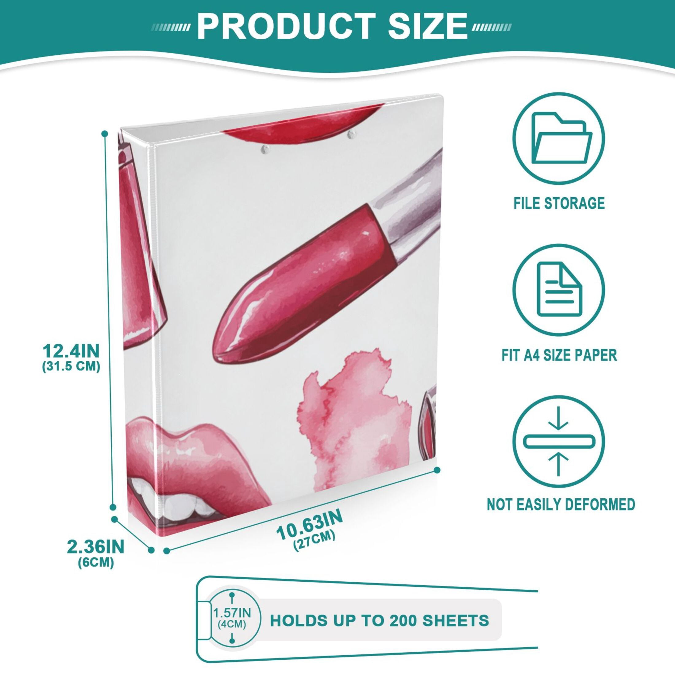 Lips 3 Ring Binders 1.5 inch Hardcover File Folders with Interior Pockets A4 Size Organizer for School Office Hospital