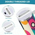 thumbnail image 3 of Yayeee 30oz Stainless Steel Tumbler with Straw and Handle Double-Wall Insulated Travel Water Bottle, Pink Geometric, 3 of 8