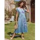 thumbnail image 3 of Vestido midi Zeagoo Aline Flowy Swing para mujer, azul Floral-2, 3 of 6