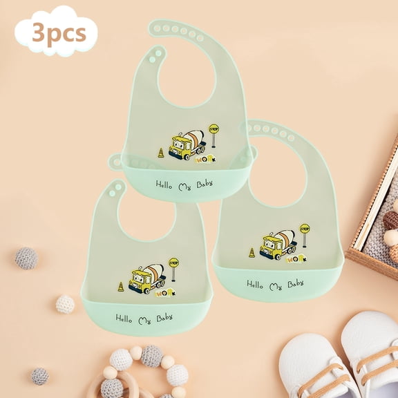 GOLDCOLIN Set of 3 Silicone Bibs for Babies & Toddlers,Soft Adjustable Bibs with Pocket Food Catcher for Baby Girl,Boy