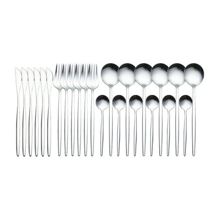 

24 Pcs Cutlery Set Rust-proof Tableware Set Accessory Lightweight Stainless Steel Tableware Set Easy-washing Flatware Kit for Hotel Home