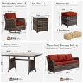 thumbnail image 3 of MEISSALIVVE 7 Pieces Patio Furniture Set with Swivel Chairs, Wicker Patio Conversation Set, Outdoor Patio Set with 2 Swivel Rocking Chair & Sofa, 2 Ottomans and Dining Table (Red), 3 of 9