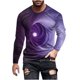 thumbnail image 2 of Blusas y camisas de manga larga con cuello redondo para hombre, blusa informal de manga larga con cuello redondo y estampado de rayas, blusa de poliéster para hombre, 2 of 5