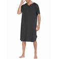 thumbnail image 4 of Ekouaer Men's Short Sleeve Nightwear Cotton Solid Color Nightshirt Long Kaftan Sleep Gown Robe, 4 of 6