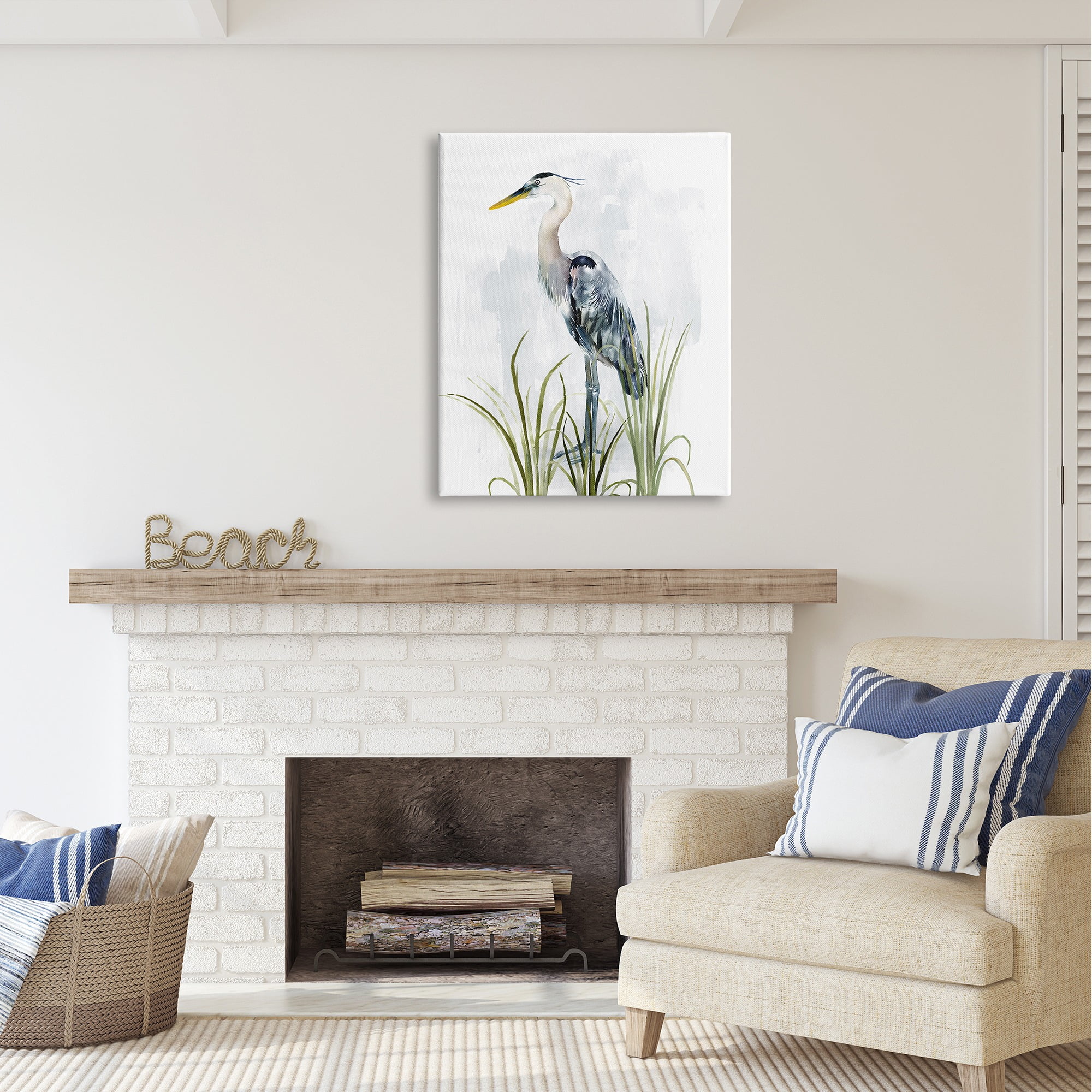 Stupell Industries Shore Bird Looking Left Animals & Insects Painting Gallery Wrapped Canvas Art Print Wall Art, 30 x 40