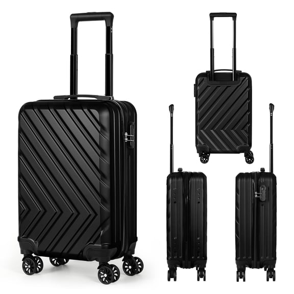 20 Inch Coral Black Hardside Carry-On Luggage, Airline Approved Spinner Suitcase with Combination Lock, Lightweight ABS Travel Bag