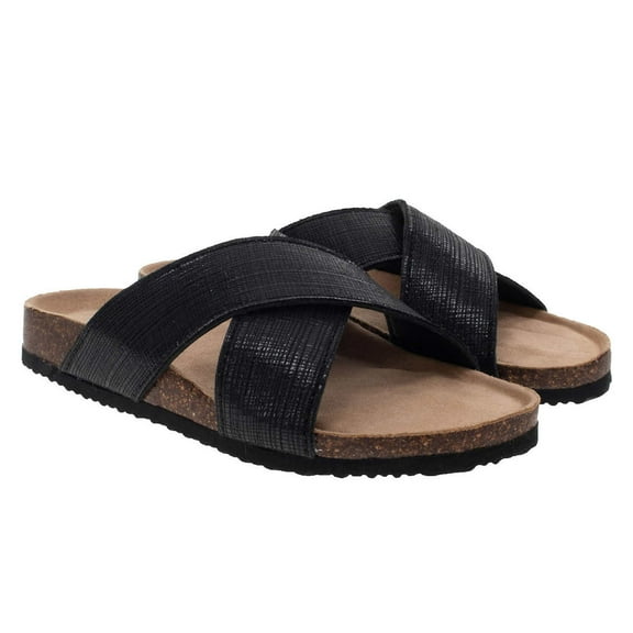 Western Chief Ladies’ Crossband Sandals, Black 6