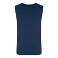 thumbnail image 3 of WAVSUF Tall Big Mens Bodybuilding Sleeveles Solid Color Tank Tops Round Neck Pullover Navy Size L, 3 of 5