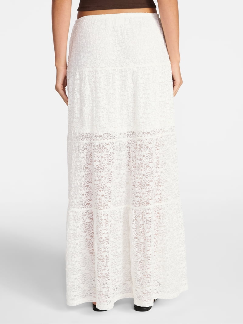 No Boundaries Lace Tiered Maxi Skirt, Women's XXS-XXL - Walmart.com