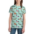 thumbnail image 3 of Wukai Christmas Dachshund Youth Unisex Short Sleeve T-Shirt for Boys, Girls, Teens, and Kids-X-Small, 3 of 7