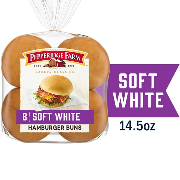 Pepperidge Farm Soft White Hamburger Buns, 8-Pack Bag