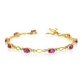 thumbnail image 1 of 14k Yellow Gold Oval Ruby Stones And Diamonds Tennis Bracelet, 7", 1 of 1