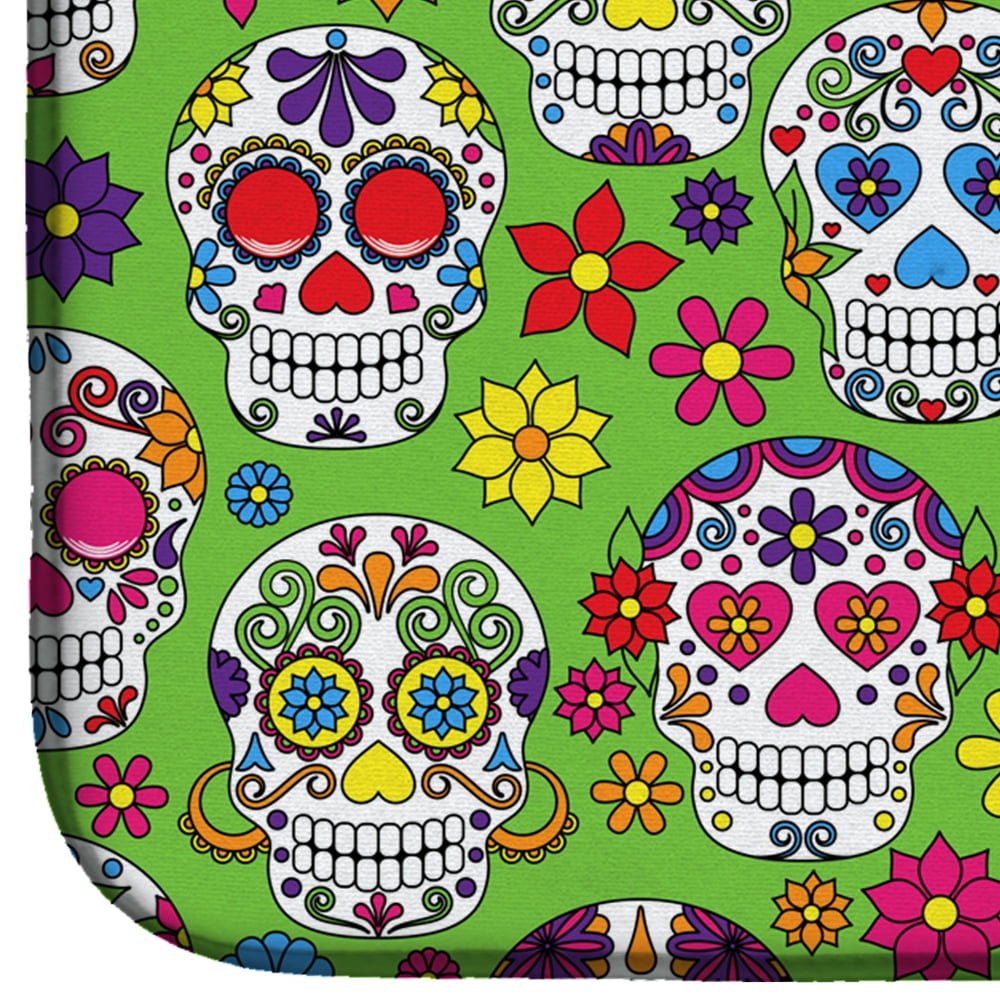 Caroline's Treasures Day of the Dead Green Dish Drying Mat
