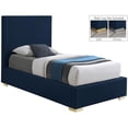 thumbnail image 2 of Meridian Furniture Lit Jumeau en Lin Texturé Bleu Marine, 2 of 18