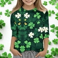 thumbnail image 2 of KKBOTIVE St.patrick's Day Shirt Toddler Kids Long Sleeve Crew Neck Pullover Girls St Patricks Cute Tees Outfit Child's Back To Shcool Daily Wear, Green Size: 8-9 Years, 2 of 5
