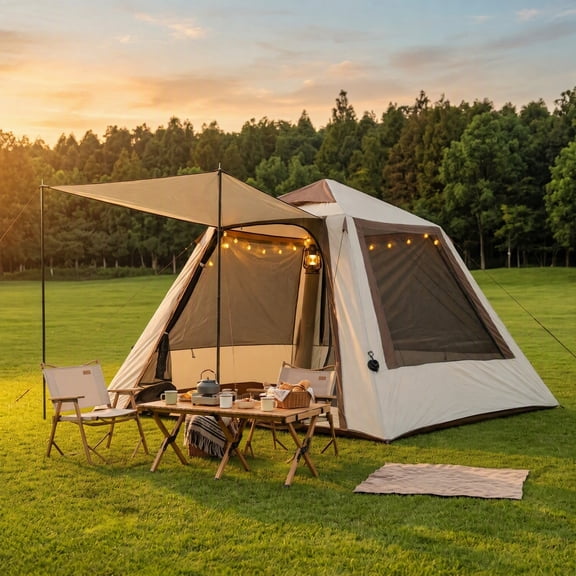 Inflatable Camping Tent for 3/4 Person Quick Setup with Canopy Waterproof Oxford Tent for Camping Hiking Easy to Set Up 4-Season
