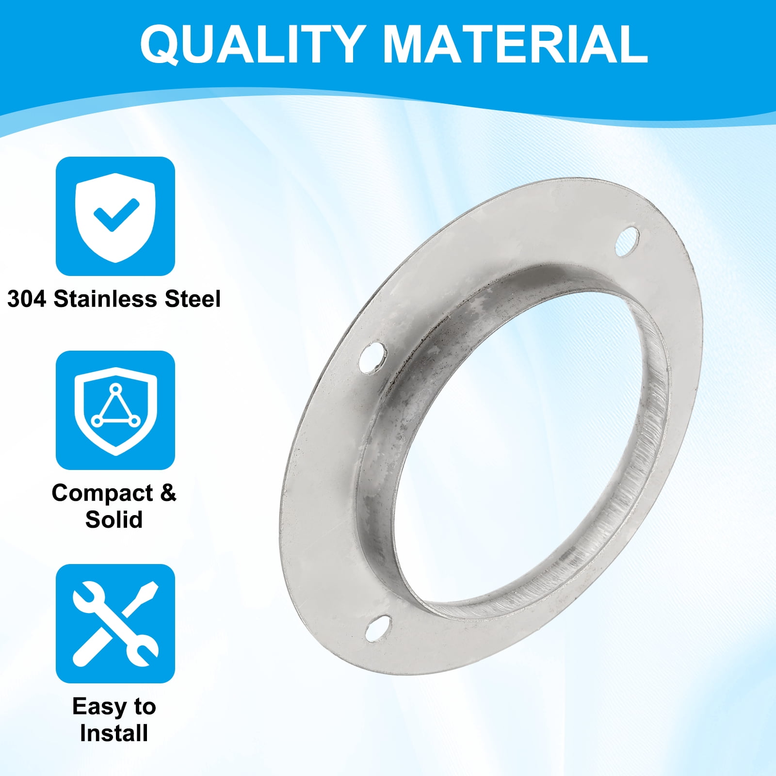 Uxcell 4 Inch Duct Connector Flange, Metal Straight Pipe Exhaust Flange Duct Mounting Plate for Heating Cooling Ventilation HVAC System, 304 Stainless Steel