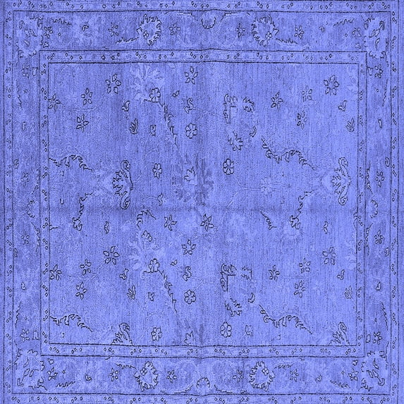 Ahgly Company Indoor Square Oriental Blue Industrial Area Rugs, 5' Square