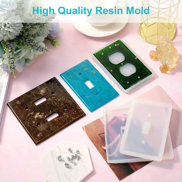 3 Pieces Switch Cover Resin Mold, TSV Light Switch Wall Plate Silicone Mold, USB Socket Wall Panel Epoxy Mold for Switch Outlets Home Decor Resin