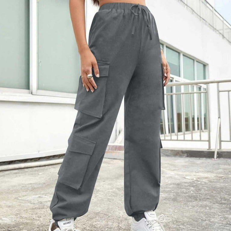 Women's Cargo Pants Drawstring Elastic High Waisted