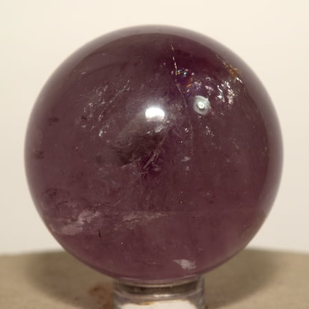 Natural Amethyst Quartz Sphere - 44mm Rainbow Purple Amethyst Sphere Natural Sparkling Quartz Crystal Ball Polished Mineral Stone - China + Plastic Stand