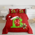 thumbnail image 2 of Homewish Initial B Letter Queen Comforter Set for Kids, Kawaii Santa Claus Hat Bedding Sets, Red Green Christmas Reversible Bedding Comforter Set, Breathable Home Decor, 3-Piece, 2 of 8