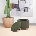 thumbnail image 3 of Valia Faux Sheepskin Upholstered Round Storage Ottoman Ivory, 3 of 4