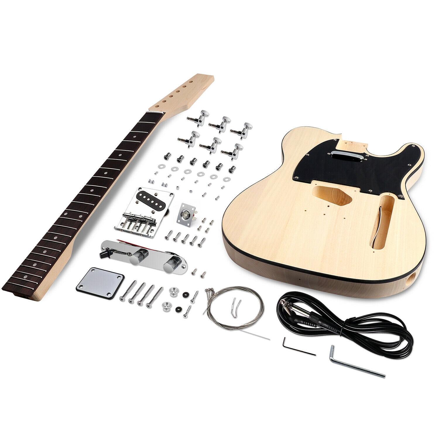 Bogart DIY Electric Guitar Kits Strat Style Beginner Kits 6 String Right Handed with Basswood Body Maple Neck Poplar Laminated Fingerboard Chrome Hardware Build Your Own Guitar. 