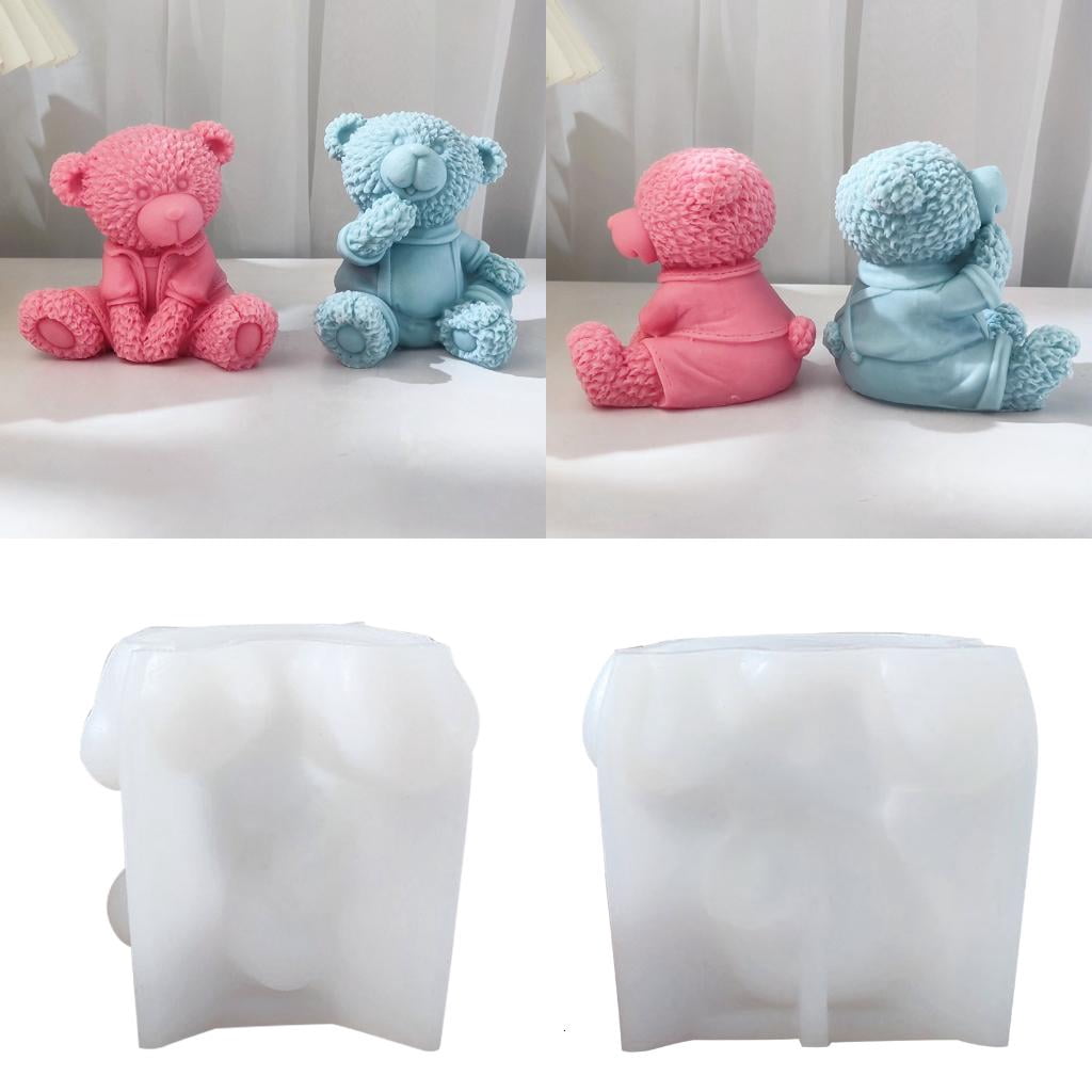 Osdhezcn Handmade Candle Mold 3D Animal Silicone Mold Reusable Sitting Bear Resin Mold