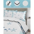 thumbnail image 3 of Quilts Queen Size Bedding Set, Watercolor Sea Coral Reversible Summer Quilt 3 Pieces, Summer Ocean Marine Starfish Blue Green Lightweight Bedspreads Coverlets with 2 Pillow Shams for All Seasons, 3 of 5