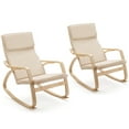 thumbnail image 1 of Costway Set of 2 Bentwood Rocking Chair Relax Rocker Lounge Chair w/Fabric Cushion Beige, 1 of 10