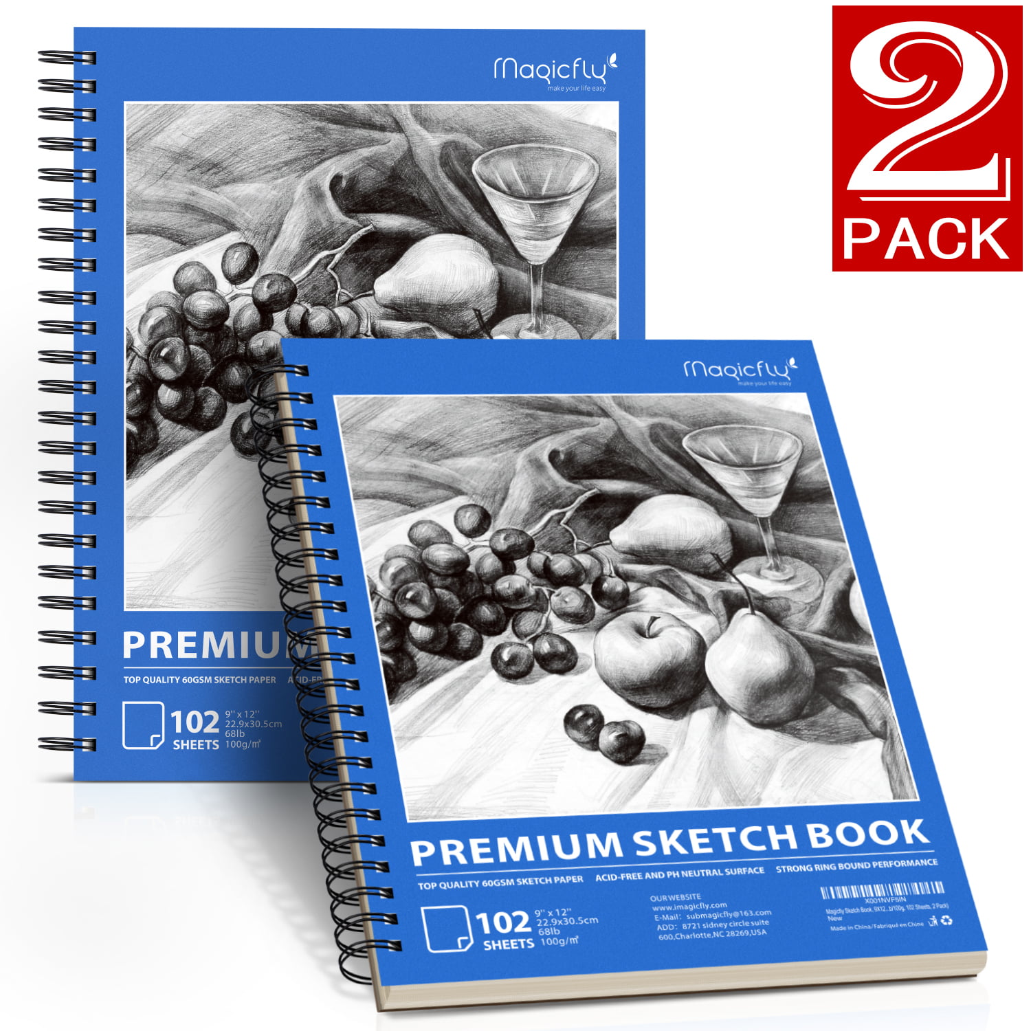 5 Set 9 x 12 inches 40 Sheets Premium Quality Sketch Book Paper Pad Art