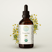 HerbEra Feverfew Tincture, Organic Herbal Dietary Supplement for Nervous System Balance, Certified Organic Feverfew (Tanacetum parthenium) Dried Herb Extract, Natural, Alcohol-Free, Drops 4 oz