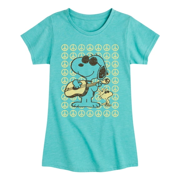 Peanuts - Snoop Guitar And Peace - Toddler & Youth Girls Short Sleeve Graphic T-Shirt