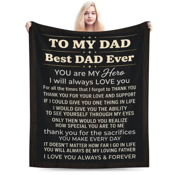 Gift for Dad Birthday, Dads Gift from Daughter Son, Father Birthday Present for Dads Who Want Nothing, Best Daddy Ever Gift, Father Flannel Blanket 50x40