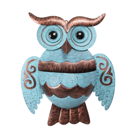 Owl Metal Wall Mount Hanging Planter, Succulent Flower Pot with Drainage Hole, Farmhouse‑Style Container for Indoor Outdoor Yard and Vertical Garden Decor